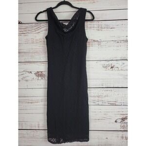 Vintage Rabbit Designs Long Length Dress 6 Womens Black Lace Overlay Sleeveless